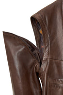 Edwina Women's Brown Leather Jacket with Removable Sleeves | Derimod Edwina Women's Brown Leather Jacket with Removable Sleeves | Derimod