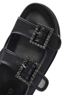 Women's Black Stone Buckle Sandals | Derimod Women's Black Stone Buckle Sandals | Derimod