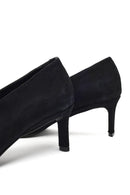 Kadın Siyah Kısa İnce Topuklu Süet Deri Stiletto | Derimod Kadın Siyah Kısa İnce Topuklu Süet Deri Stiletto | Derimod