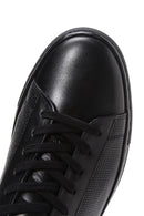 Erkek Siyah Bağcıklı Deri Sneaker | Derimod Erkek Siyah Bağcıklı Deri Sneaker | Derimod