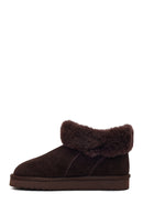 Woman Brown Embellished Suede Teddy Boots | Derimod Woman Brown Embellished Suede Teddy Boots | Derimod