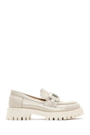Women's Beige Leather Buckle Loafer | Derimod Women's Beige Leather Buckle Loafer | Derimod