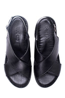 Kadın Siyah Deri Comfort Sandalet | Derimod Kadın Siyah Deri Comfort Sandalet | Derimod
