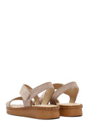 Women's Beige Suede Leather Comfort Sandals | Derimod Women's Beige Suede Leather Comfort Sandals | Derimod