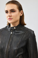 Weekend Women's Brown Vintage Leather Jacket | Derimod Weekend Women's Brown Vintage Leather Jacket | Derimod