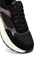 Kadın Siyah Bağcıklı Kalın Tabanlı Deri Sneaker | Derimod Kadın Siyah Bağcıklı Kalın Tabanlı Deri Sneaker | Derimod