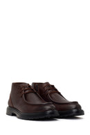 Male Brown Lace-up Zip Closure Leather Casual Boots | Derimod Male Brown Lace-up Zip Closure Leather Casual Boots | Derimod