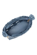 Woman Blue Long Strap Knitted Crossbody Bag | Derimod Woman Blue Long Strap Knitted Crossbody Bag | Derimod