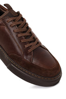 Men's Brown Lace-Up Thick-Soled Leather Sneaker | Derimod Men's Brown Lace-Up Thick-Soled Leather Sneaker | Derimod