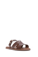 Women's Brown Buckled Leather Slippers | Derimod Women's Brown Buckled Leather Slippers | Derimod