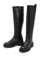 Woman Black Zippered Thick Sole Leather Boot | Derimod Woman Black Zippered Thick Sole Leather Boot | Derimod