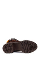 Woman Brown Zip Closure Chunky-Heeled Suede Leather Boots | Derimod Woman Brown Zip Closure Chunky-Heeled Suede Leather Boots | Derimod