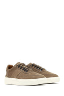 Men's Mink Lace-Up Thick-Soled Nubuck Leather Sneaker | Derimod Men's Mink Lace-Up Thick-Soled Nubuck Leather Sneaker | Derimod