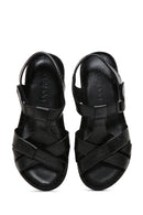 Kadın Siyah Deri Comfort Sandalet | Derimod Kadın Siyah Deri Comfort Sandalet | Derimod