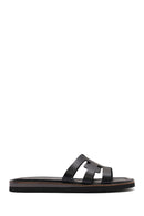 Women's Black Leather Slippers | Derimod Women's Black Leather Slippers | Derimod