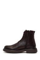 Male Brown Lace-up Zip Closure Leather Casual Boots | Derimod Male Brown Lace-up Zip Closure Leather Casual Boots | Derimod