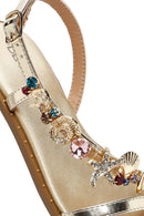 Women's Gold Ankle Buckle Stoned Sandals | Derimod Women's Gold Ankle Buckle Stoned Sandals | Derimod