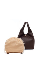 Woman Brown Casual Leather Shoulder Bag | Derimod Woman Brown Casual Leather Shoulder Bag | Derimod
