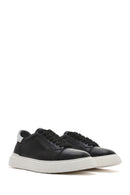 Men's Black Lace-up Thick-Sole Leather Sneaker | Derimod Men's Black Lace-up Thick-Sole Leather Sneaker | Derimod