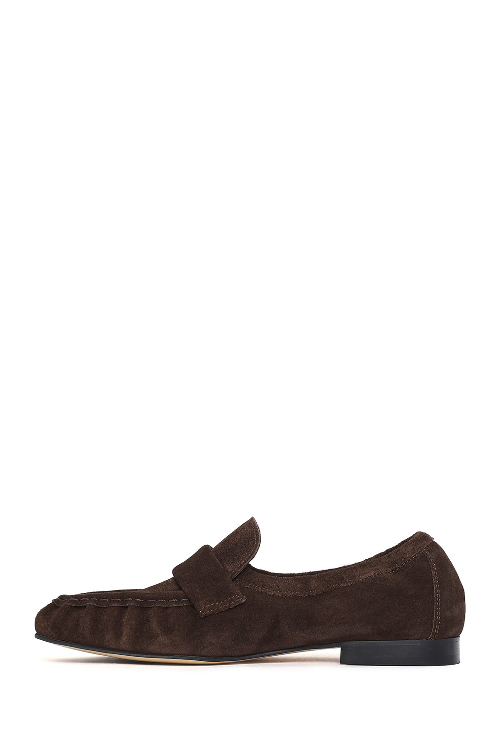 Kadın Kahverengi Süet Deri Maskülen Loafer