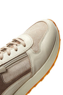 Kadın Bej Süet Detaylı Deri Sneaker | Derimod Kadın Bej Süet Detaylı Deri Sneaker | Derimod