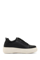 Women's Black Lace-Up Thick-Soled Leather Sneaker | Derimod Women's Black Lace-Up Thick-Soled Leather Sneaker | Derimod