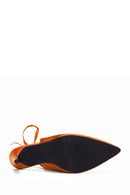 Women's Orange Ankle Strap Satin Heeled Shoes | Derimod Women's Orange Ankle Strap Satin Heeled Shoes | Derimod