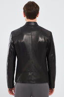 Jackson Men's Black Slim-Fit Sports Leather Coat | Derimod Jackson Men's Black Slim-Fit Sports Leather Coat | Derimod