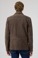 Sacramento Men's Brown Nubuck Leather Jacket | Derimod Sacramento Men's Brown Nubuck Leather Jacket | Derimod