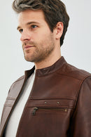 Henry Men's Leather Jacket | Derimod Henry Men's Leather Jacket | Derimod