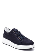 Men's Navy Blue Nubuck Leather Sneaker | Derimod Men's Navy Blue Nubuck Leather Sneaker | Derimod