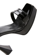 Women's Black Patent Leather Platform Heeled Sandals | Derimod Women's Black Patent Leather Platform Heeled Sandals | Derimod