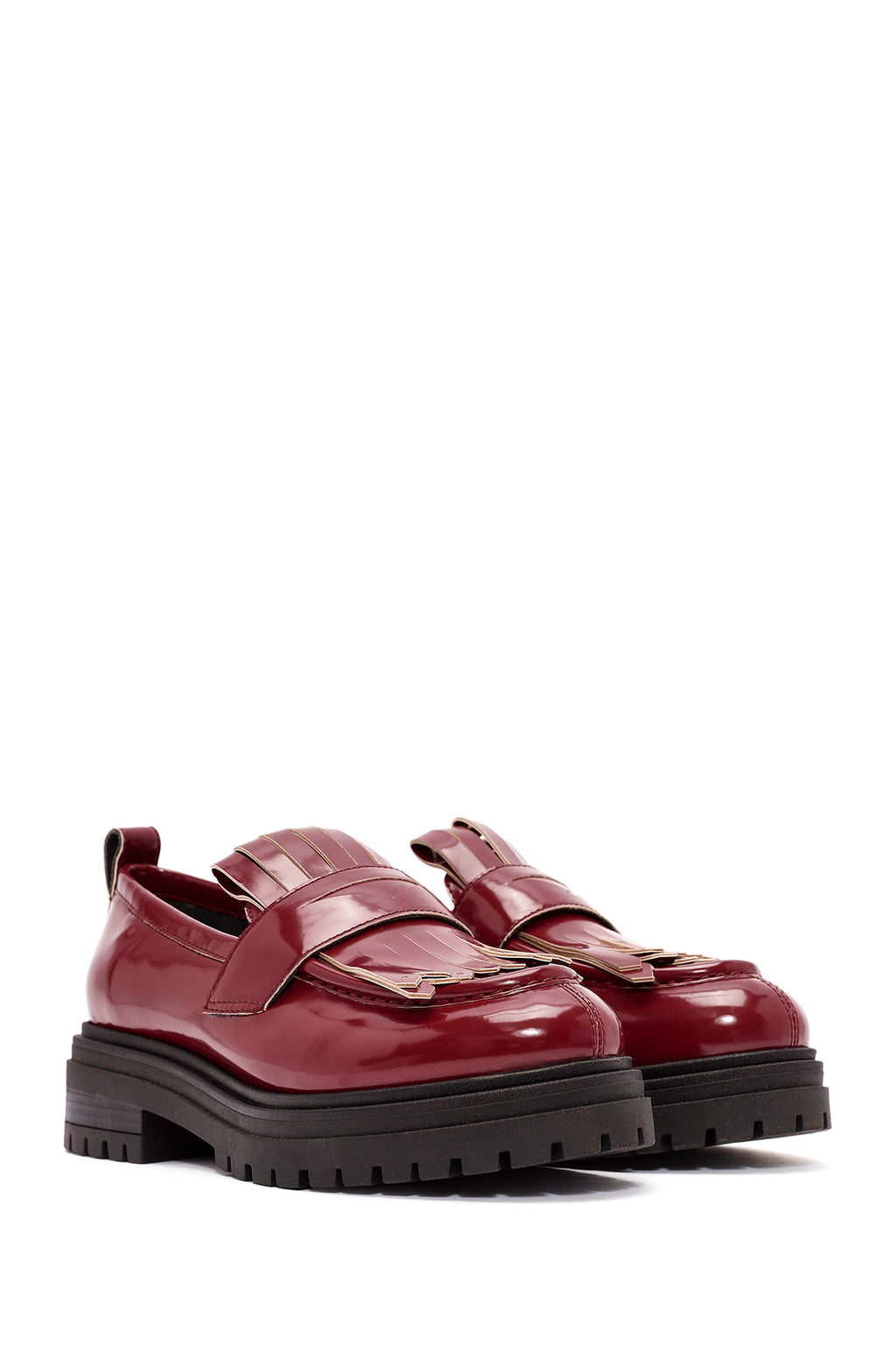 ACBC x Derimod Kadın Bordo Kalın Tabanlı Maskülen Loafer