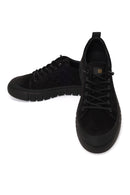 Male Black Lace-Up Thick-Soled Nubuck Leather Sneaker | Derimod Male Black Lace-Up Thick-Soled Nubuck Leather Sneaker | Derimod
