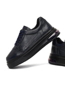 Erkek Lacivert Bağcıklı Kalın Tabanlı Deri Sneaker | Derimod Erkek Lacivert Bağcıklı Kalın Tabanlı Deri Sneaker | Derimod