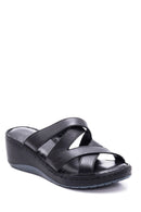 Women's Leather Comfort Wedge Heel Slippers | Derimod Women's Leather Comfort Wedge Heel Slippers | Derimod