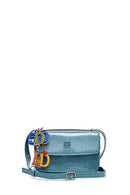 Women's Blue Printed Long Strap Crossbody Bag | Derimod Women's Blue Printed Long Strap Crossbody Bag | Derimod
