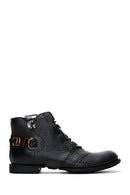 Men's Black Leather Flat Boots | Derimod Men's Black Leather Flat Boots | Derimod