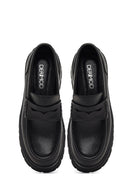 Woman Black Thick-Soled Leather Masculine Loafer | Derimod Woman Black Thick-Soled Leather Masculine Loafer | Derimod