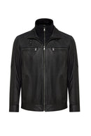Mateo Men's Black Leather Jacket | Derimod Mateo Men's Black Leather Jacket | Derimod