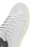 Men's White Lace-up Thick-Sole Leather Sneaker | Derimod Men's White Lace-up Thick-Sole Leather Sneaker | Derimod