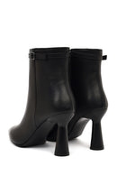 Woman Black Zip Closure Heeled Leather Boots | Derimod Woman Black Zip Closure Heeled Leather Boots | Derimod
