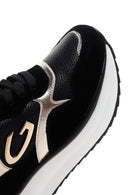 Alberto Guardiani Women's Black Gold Louise Thick Sole Leather Sneaker | Derimod Alberto Guardiani Women's Black Gold Louise Thick Sole Leather Sneaker | Derimod