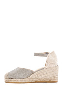 Women's Beige Ankle Strap Wedge Heels Leather Espadrille | Derimod Women's Beige Ankle Strap Wedge Heels Leather Espadrille | Derimod