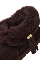 Woman Brown Embellished Suede Teddy Boots | Derimod Woman Brown Embellished Suede Teddy Boots | Derimod