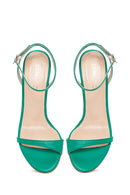 Women's Green Leather Heeled Sandals | Derimod Women's Green Leather Heeled Sandals | Derimod