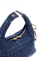 Woman Blue Long-Strap Braided Mini Underarm Bag | Derimod Woman Blue Long-Strap Braided Mini Underarm Bag | Derimod