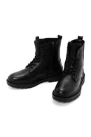 Men's Black Zippered Casual Leather Boots | Derimod Men's Black Zippered Casual Leather Boots | Derimod