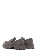 Women's Gray Leather Suede Masculine Loafer | Derimod Women's Gray Leather Suede Masculine Loafer | Derimod