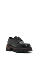 Women's Black Lace-Up Thick Sole Leather Masculine Shoes | Derimod Women's Black Lace-Up Thick Sole Leather Masculine Shoes | Derimod